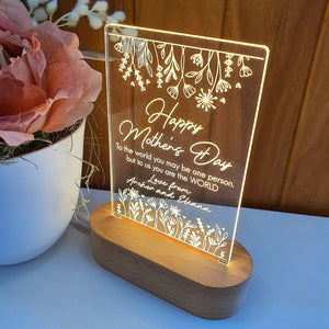 Personalised First Mother's Day Gift Plaque Light - Mother's Day Gift From Daughter - Gift for Mum - Happy First Mother's Day Flower Boarder