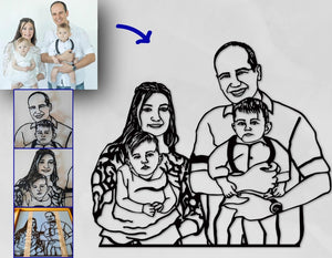 Metal Family Portrait from Photo, Couples Portrait, Immortalize the Moment, Anniversary Gift For Parent, Laser Cut Metal Sign, Handmade Gift