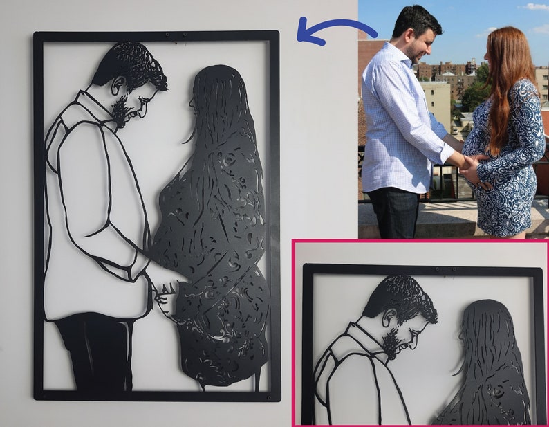 Metal Family Portrait from Photo, Couples Portrait, Immortalize the Moment, Anniversary Gift For Parent, Laser Cut Metal Sign, Handmade Gift