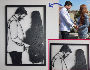 Metal Family Portrait from Photo, Couples Portrait, Immortalize the Moment, Anniversary Gift For Parent, Laser Cut Metal Sign, Handmade Gift