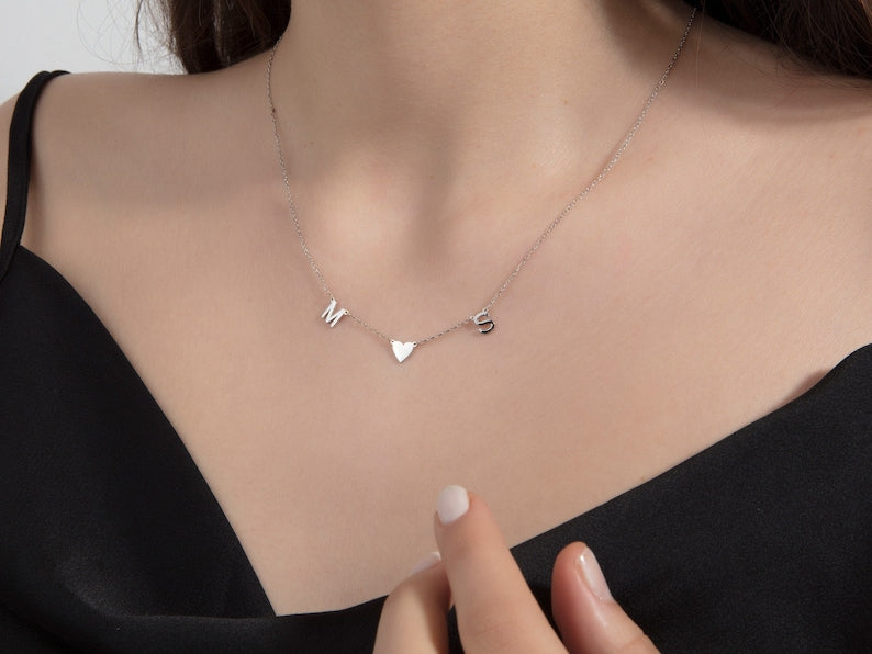 Gold Initial Necklaces, Couples Heart Necklace, Gold Name Necklace, Letter Necklace, Meaningful Gift For Moms, Gift For Mothers Day