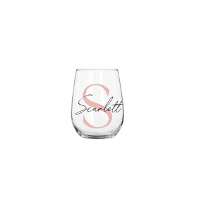 Personalised Name and Large Initial 15oz Stemless Wine Glass | Personalised Name and Age Wine Glass | Birthday Milestone | Wedding Gift