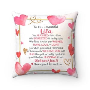 Granddaughter Gifts personalized from nana papa grandma grandpa custom Granddaughter pillow from grandparents customizable we hugged love