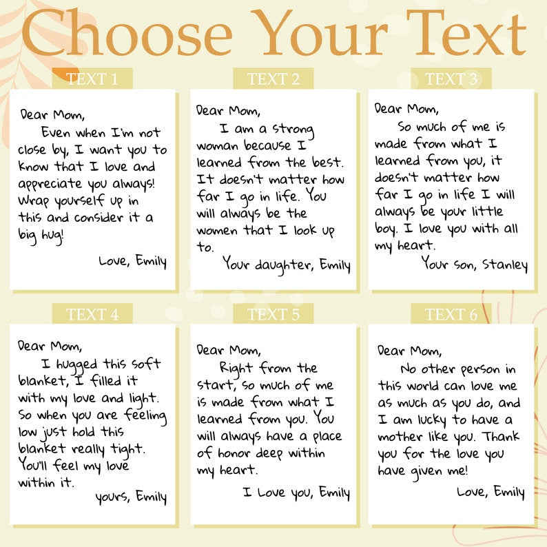 Mothers Day Gifts - Gifts for Mom - Personalized Mom Blanket - Letter to Mom w/ Your Own Finish - Mom Gifts from Daughter, Son