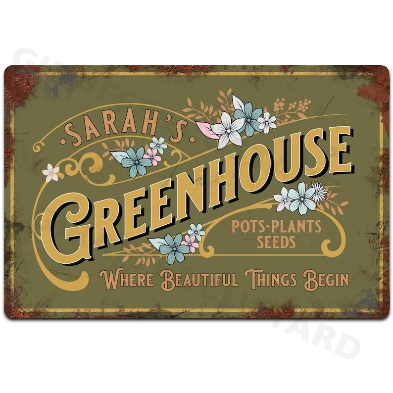 Where Beautiful Things Begin Personalised Greenhouse Sign Metal Garden Wall Door Decor Accessory, Potting Shed Vintage Retro Plaque, il_794xN.3791333651_1a9a.jpg?v=1715324880