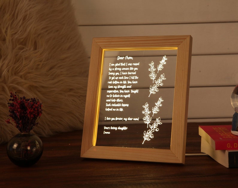 Personalized Hand-Written Letter Night Light - Mother's Day Gift Ideas - Mothers Day Gift - Gift for Mom - Grandma Nana Mommy Birthday Gifts