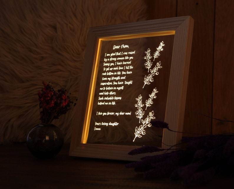 Personalized Hand-Written Letter Night Light - Mother's Day Gift Ideas - Mothers Day Gift - Gift for Mom - Grandma Nana Mommy Birthday Gifts