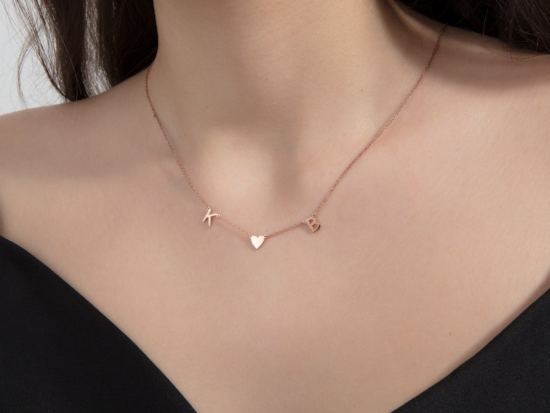 Gold Initial Necklaces, Couples Heart Necklace, Gold Name Necklace, Letter Necklace, Meaningful Gift For Moms, Gift For Mothers Day