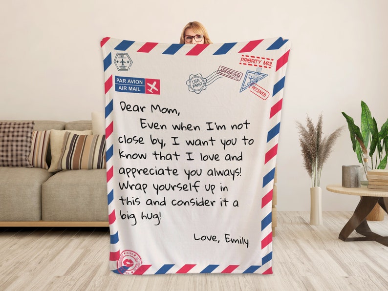 Mothers Day Gifts - Gifts for Mom - Personalized Mom Blanket - Letter to Mom w/ Your Own Finish - Mom Gifts from Daughter, Son