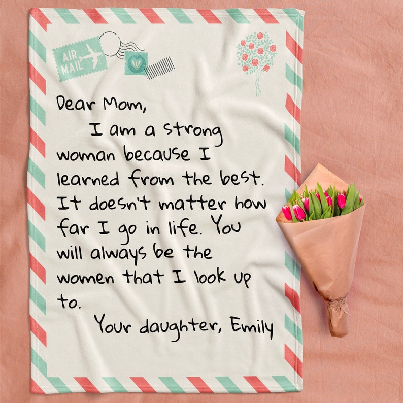 Mothers Day Gifts - Gifts for Mom - Personalized Mom Blanket - Letter to Mom w/ Your Own Finish - Mom Gifts from Daughter, Son