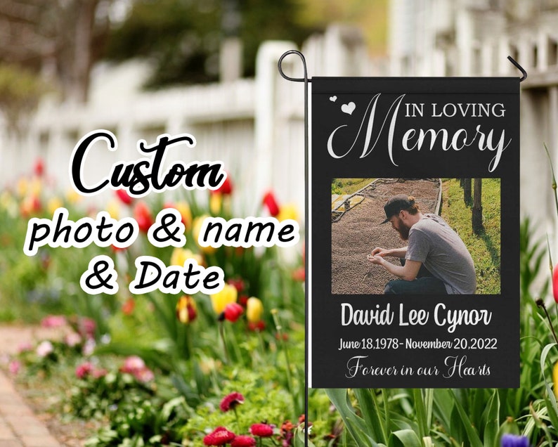Personalized Memorial Garden Flag: Custom Photo & Name Memorial Gift For Family Member
