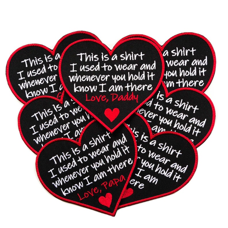 Memory pillow patch shape of a heart, Personalized Iron on Memory Patch, This is a shirt I used to wear, Memory pillows