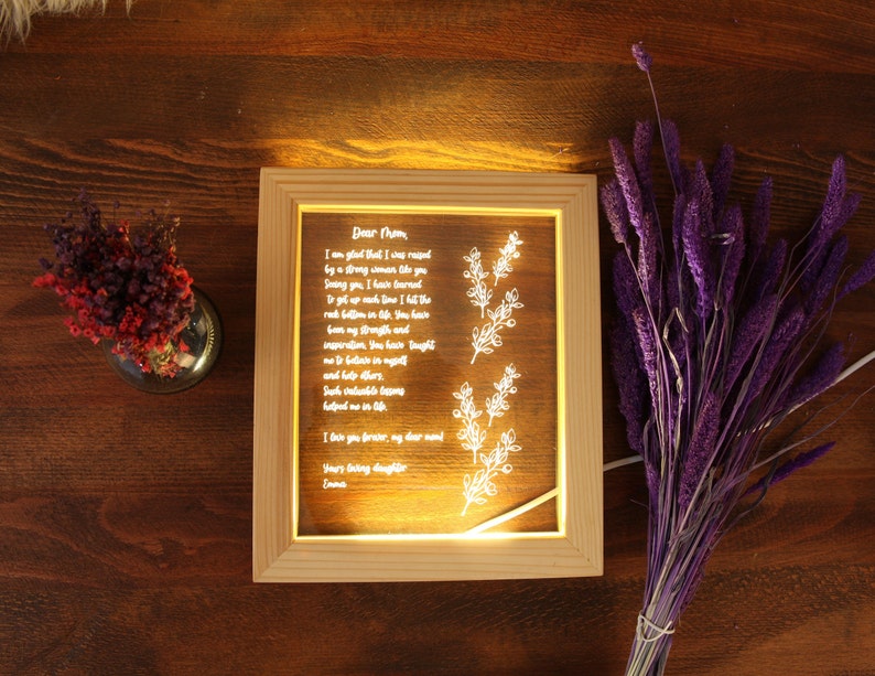 Personalized Hand-Written Letter Night Light - Mother's Day Gift Ideas - Mothers Day Gift - Gift for Mom - Grandma Nana Mommy Birthday Gifts