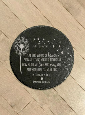 May the Winds of Heaven Blow Softly, Sympathy Gift, Slate Grave Marker, Keepsake, Remembrance, Bereavement Gift, Loss of a Loved One