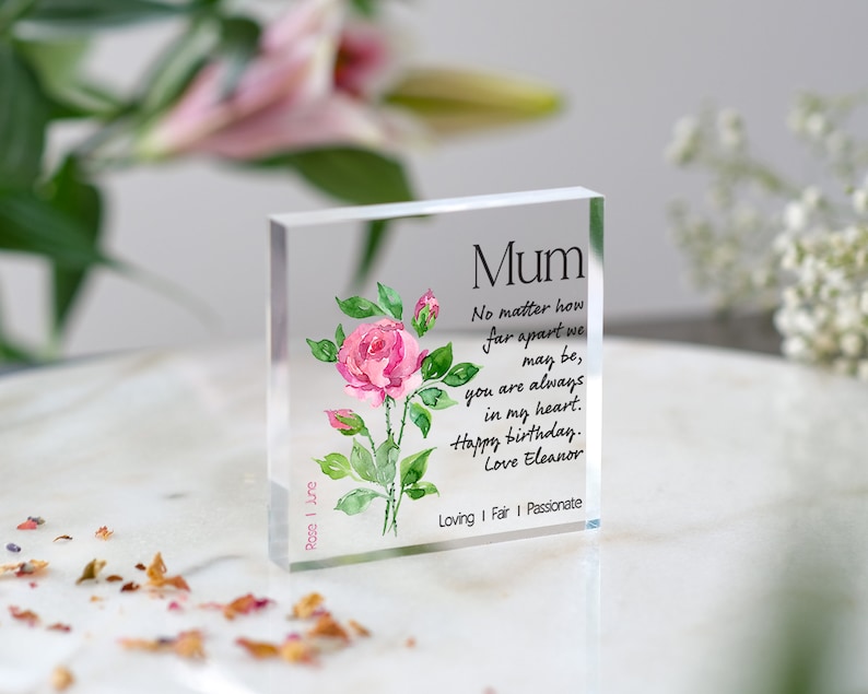 Birthday Gift Birth Flower | Personalised Birth Flower Plaque | Personal Birth Flower | Gift For Her | Age Gift, 18th 21st 30th 50th 60th