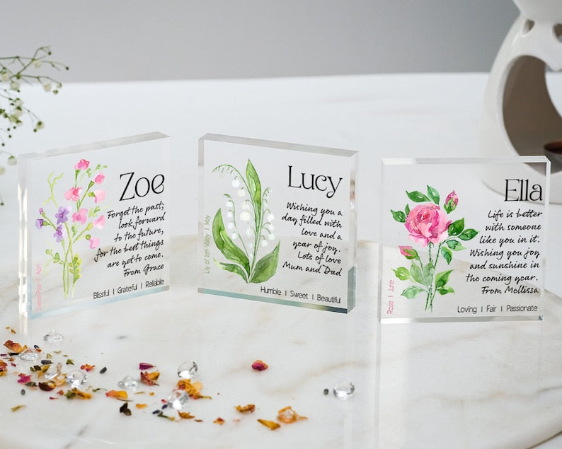 Birthday Gift Birth Flower | Personalised Birth Flower Plaque | Personal Birth Flower | Gift For Her | Age Gift, 18th 21st 30th 50th 60th