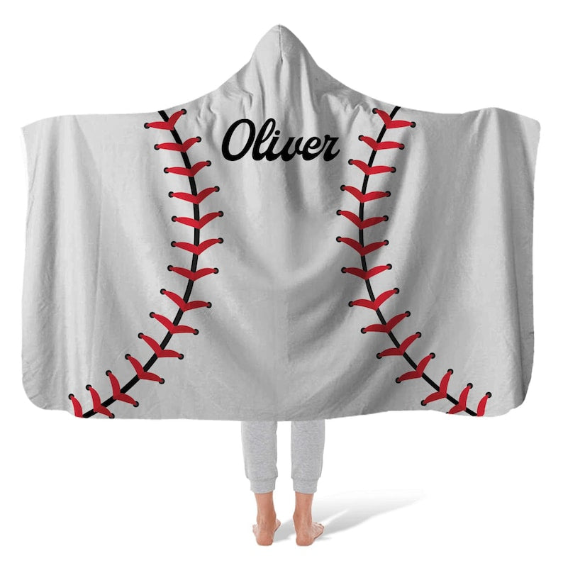 Baseball Personalized Baseball Wearable Hooded Blanket, Custom Name And Number, Christmas Gift Birthday Gift For Baseball Player Team Baseball Mom
