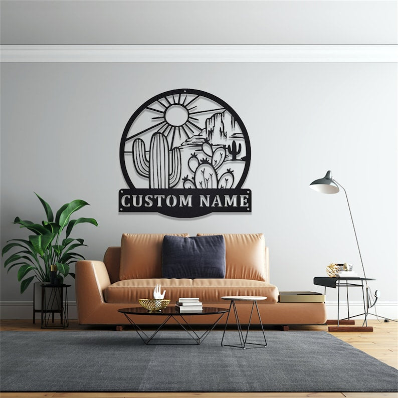 Custom Cactus Metal Sign,Cactus Metal Wall Art,Metal Cactus Wall Decor,Personalized Cactus Name Signs,Cactus Lover Gifts,Cactus Home Decor