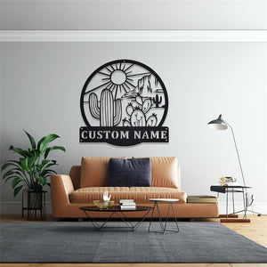 Custom Cactus Metal Sign,Cactus Metal Wall Art,Metal Cactus Wall Decor,Personalized Cactus Name Signs,Cactus Lover Gifts,Cactus Home Decor