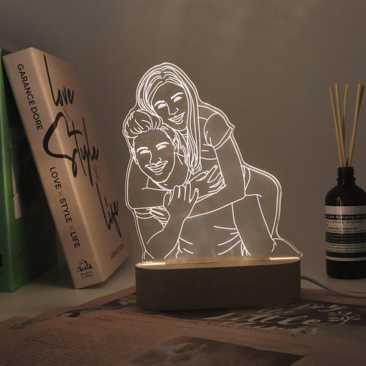 Personalized 3D Photo Lamp, Custom Picture Night Light, Line Art Photo Lamp, Engraved Portrait, Couples Gifts,Anniversary Gift,Wedding Gift