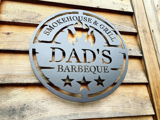 Personalized Metal Grilling Sign - Metal Grill Sign - Metal BBQ Smoker and Grill Sign - Grilling Gift for Dad, Grandpa, Papa - Barbeque Sign