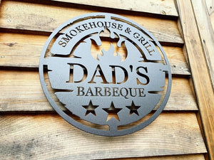 Personalized Metal Grilling Sign - Metal Grill Sign - Metal BBQ Smoker and Grill Sign - Grilling Gift for Dad, Grandpa, Papa - Barbeque Sign
