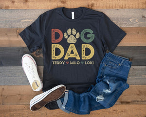 Personalized Dog Dad Vintage Shirt with Dog Names, Gift for Dog Dad, Custom Dog Dad Shirt with Pet Names, Dog Owner Shirt