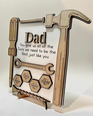 Father's Day Tools Wooden Sign, Custom Kid Names ( 2-6 Kids), Father's Day Gift, Gift For Dad