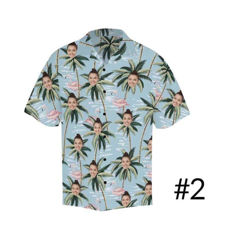 Men's All Over Print Hawaiian Shirt with Face, Custom photo Flamingo Shirts, Bachelor Party Shirts, Anniversary /Birthday/Vacation Gift