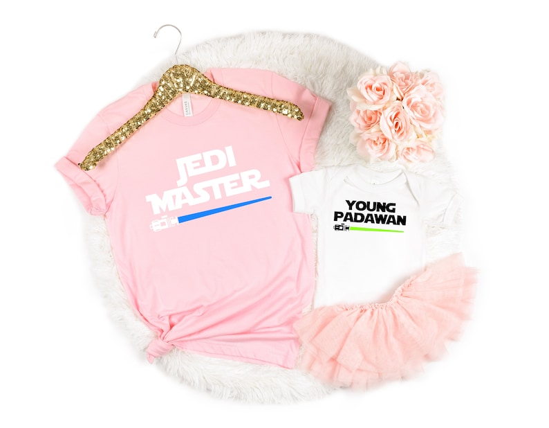 Jedi Master Young Padawan Shirts, Matching Star Wars T-Shirts, Jedi and Padawan Baby Shirt, Daddy daughter shirts, Dad and Son Jedi Shirt