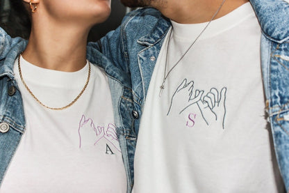 Personalized Pinky Promise Partner Embroidered T-Shirt | Birthday Gift | Gift for Partner