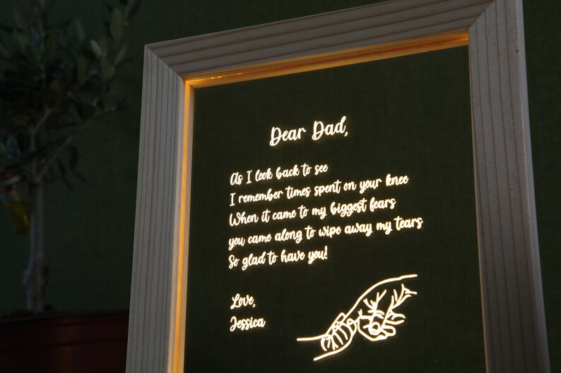 Personalized Dad Night Light - Letter to Daddy - Table Lamp - Father's Day Gift Idea - Unique Dad Birthday Gift - Custom Night Light for Dad