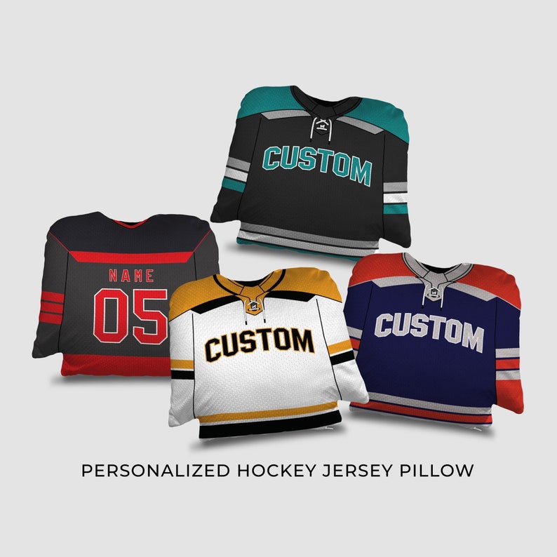 HOCKEY JERSEY PILLOW - Personalized Name, Number and Hockey Team Pillow - Kids Room D cor - Hockey Player Gift - Sofa Pillow