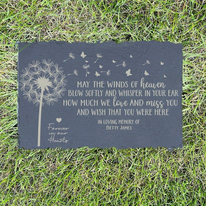 May the Winds of Heaven Blow Softly, Sympathy Gift, Slate Grave Marker, Keepsake, Remembrance, Bereavement Gift, Loss of a Loved One