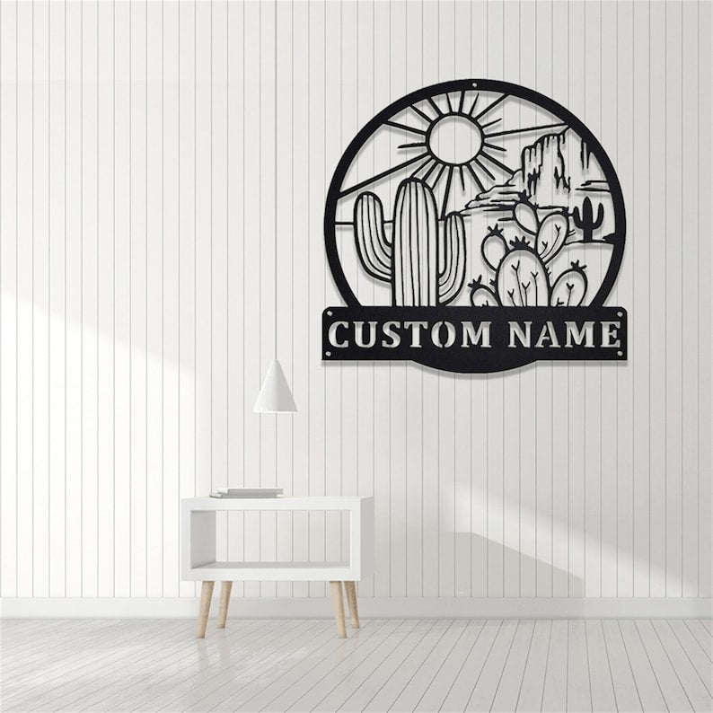 Custom Cactus Metal Sign,Cactus Metal Wall Art,Metal Cactus Wall Decor,Personalized Cactus Name Signs,Cactus Lover Gifts,Cactus Home Decor