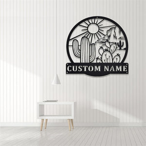 Custom Cactus Metal Sign,Cactus Metal Wall Art,Metal Cactus Wall Decor,Personalized Cactus Name Signs,Cactus Lover Gifts,Cactus Home Decor