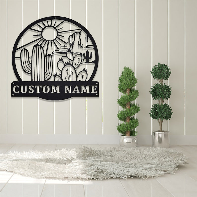 Custom Cactus Metal Sign,Cactus Metal Wall Art,Metal Cactus Wall Decor,Personalized Cactus Name Signs,Cactus Lover Gifts,Cactus Home Decor