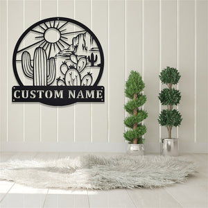 Custom Cactus Metal Sign,Cactus Metal Wall Art,Metal Cactus Wall Decor,Personalized Cactus Name Signs,Cactus Lover Gifts,Cactus Home Decor