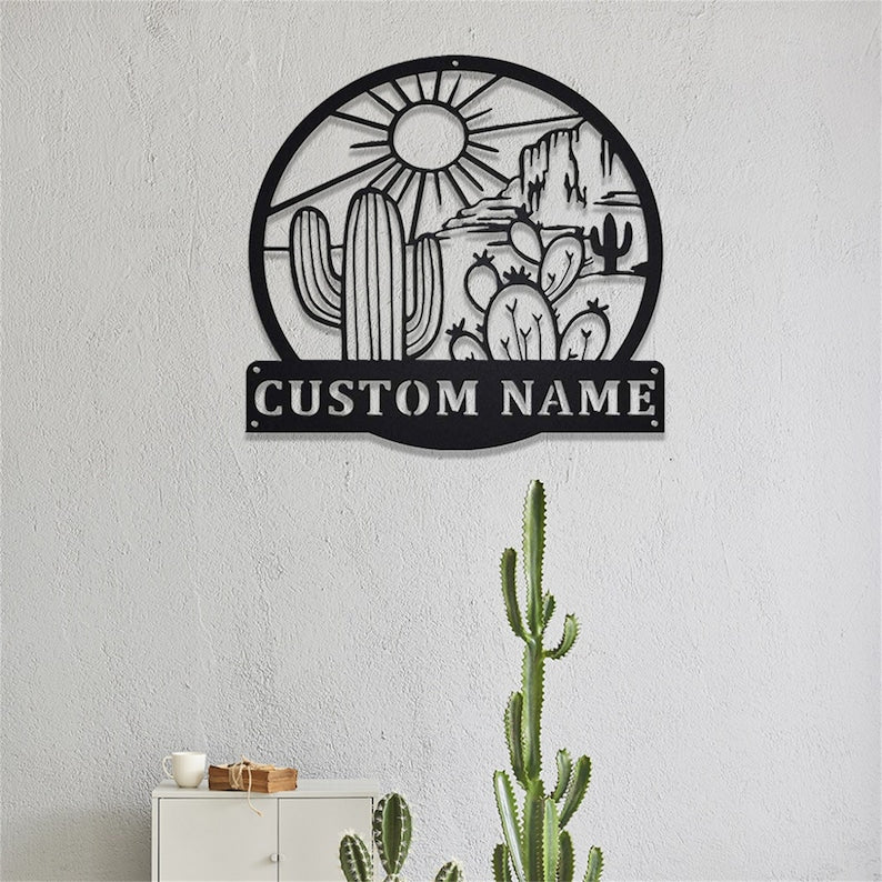 Custom Cactus Metal Sign,Cactus Metal Wall Art,Metal Cactus Wall Decor,Personalized Cactus Name Signs,Cactus Lover Gifts,Cactus Home Decor