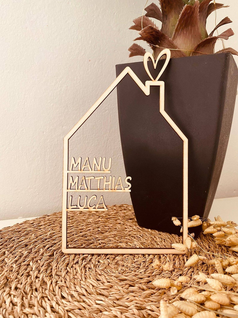 House with name, wooden house personalized, wood personalized decoration wall housewarming gift, door sign family, birthday gift wedding