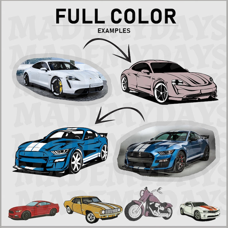 Personalized embroidered custom car with photo shirt - Handmade shirt