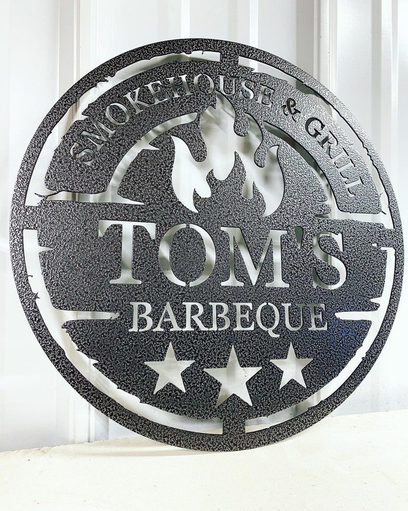 Personalized Metal Grilling Sign - Metal Grill Sign - Metal BBQ Smoker and Grill Sign - Grilling Gift for Dad, Grandpa, Papa - Barbeque Sign