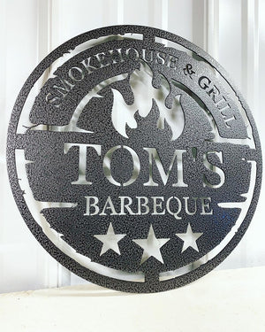 Personalized Metal Grilling Sign - Metal Grill Sign - Metal BBQ Smoker and Grill Sign - Grilling Gift for Dad, Grandpa, Papa - Barbeque Sign