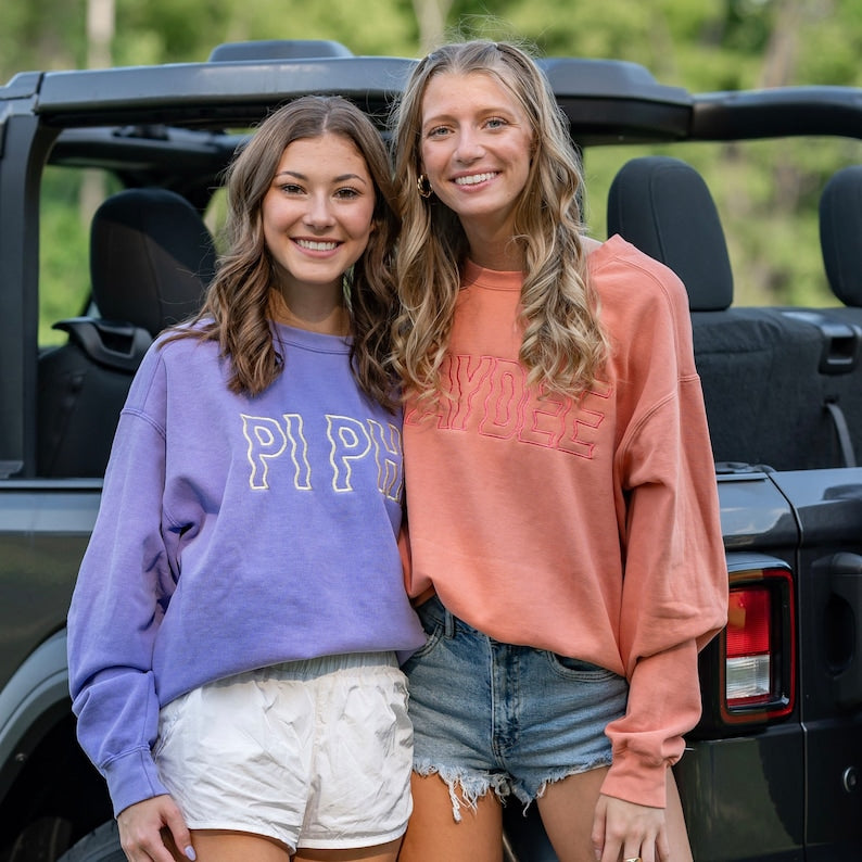 Groovy Wavy Greek Embroidered Sorority Crewneck Sweatshirt / Crew Neck Sweatshirt / Big Little Sweatshirts il_794xN.3942903766_hxsm.jpg