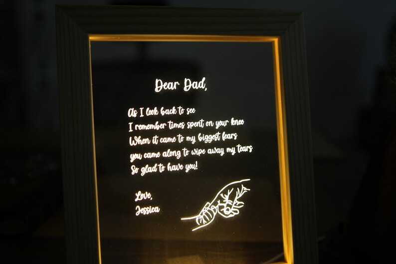 Personalized Dad Night Light - Letter to Daddy - Table Lamp - Father's Day Gift Idea - Unique Dad Birthday Gift - Custom Night Light for Dad