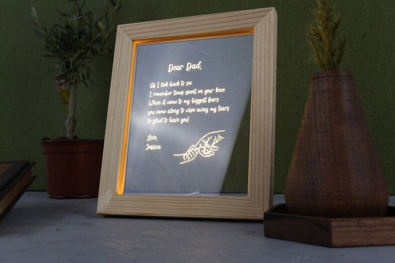 Personalized Dad Night Light - Letter to Daddy - Table Lamp - Father's Day Gift Idea - Unique Dad Birthday Gift - Custom Night Light for Dad