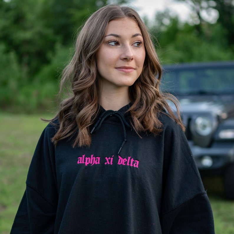 Old English Sorority Chapter Greek Letter Hoodie Sweatshirt / Gildan Hoodie Sweatshirt / Big Little Family Letter Hoodie Sweatshirts il_794xN.3954703318_j3vy.jpg