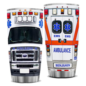 Personalized Ambulance Tumbler, Ambulance Driver Tumbler, Paramedic Tumbler Coffee Travel Mug, EMS Cup, Ambulance Driver Appreciation Gift