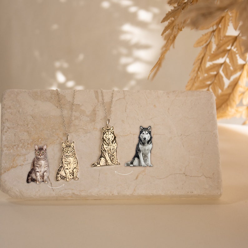 Custom Pet Portrait Necklace Pet Memorial Jewelry Dog Engraved Necklace, Cat Necklace Pet Loss Memorial Gift