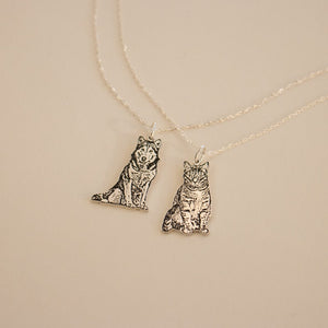 Custom Pet Portrait Necklace Pet Memorial Jewelry Dog Engraved Necklace, Cat Necklace Pet Loss Memorial Gift